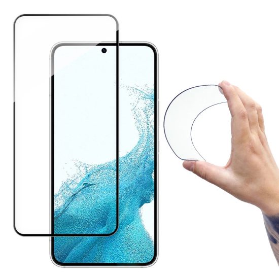 Samsung Galaxy S22+ Plus Kijelzővédő Üvegfólia - Wozinsky Full Cover Flexi Nano Glass - Fekete Kerettel