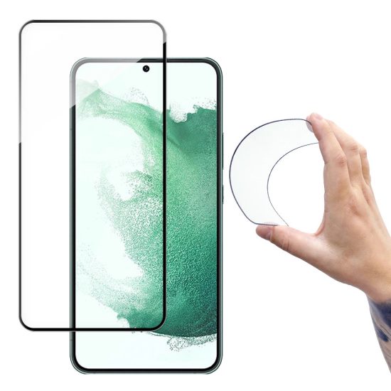 Samsung Galaxy S22 Kijelzővédő Üvegfólia - Wozinsky Full Cover Flexi Nano Glass - Fekete Kerettel