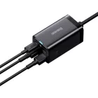 Baseus GaN3 Pro Hálózati Töltő 65W - 2x USB-C + 2x USBA + 1m USB-C - USB-C Kábel - Fekete