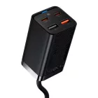 Baseus GaN3 Pro Hálózati Töltő 65W - 2x USB-C + 2x USBA + 1m USB-C - USB-C Kábel - Fekete
