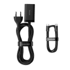 Baseus GaN3 Pro Hálózati Töltő 65W - 2x USB-C + 2x USBA + 1m USB-C - USB-C Kábel - Fekete