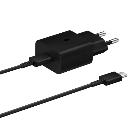 Samsung Hálózati Töltő 15W - USB-C + 1m C-C Kábel - Fekete