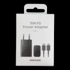 Samsung Hálózati Töltő 15W - USB-C + 1m C-C Kábel - Fekete