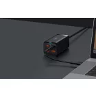 Baseus GaN3 Pro Hálózati Töltő - 2xUSB-C + 2xUSB - 100W - Fekete