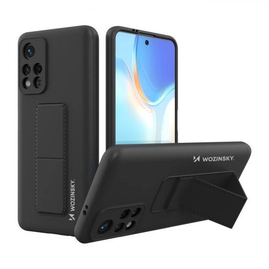 Xiaomi Redmi Note 11S / Note 11 Tok - Wozinsky Kickstand Case Silicone - Fekete