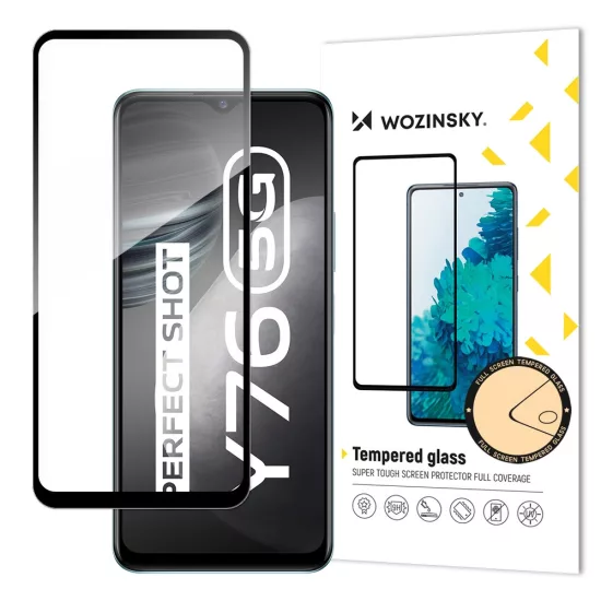 Vivo Y76 5G / Y76s / Y74s Kijelzővédő Üvegfólia - Wozinsky Full Glue Tempered Glass - Fekete
