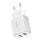 Baseus Kompakt Hálózati Töltő 10.5W - 2x USB-A - Fehér