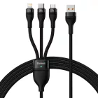 Baseus Flash 2 3in1 USB-A - USB-C + Lightning + Micro Kábel - 1.2m 100W - Fekete