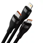 Baseus Flash 2 3in1 USB-A - USB-C + Lightning + Micro Kábel - 1.2m 100W - Fekete