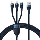 Baseus Flash 2 3in1 USB-A - USB-C + Lightning + Micro Kábel - 1.2m 100W - Kék