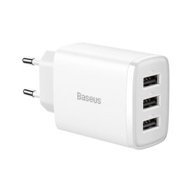 Baseus Compact Hálózati Töltő 17W - 3x USB-A - Fehér Baseus Compact Hálózati Töltő 17W - 3x USB-A - Fehér