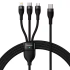 Baseus Flash 2 3in1 USB-C - USB-C + Lightning + Micro Kábel - 1.5m 100W - Fekete