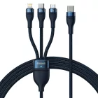 Baseus Flash 2 3in1 USB-C - USB-C + Lightning + Micro Kábel - 1.5m 100W - Kék