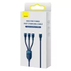 Baseus Flash 2 3in1 USB-C - USB-C + Lightning + Micro Kábel - 1.5m 100W - Kék
