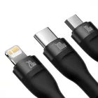 Baseus Flash 2 USB-A+C - USB-C + Lightning + micro Kábel - 1.2m 100W - Fekete