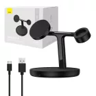 Baseus Swan 3in1 Indukciós Töltő - 15W, MagSafe kompatibilis - Fekete