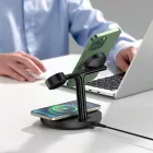 Baseus Swan 3in1 Indukciós Töltő - 15W, MagSafe kompatibilis - Fekete