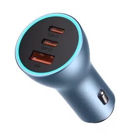   Baseus Golden Contactor Pro Autós Töltő 65W - 2x USB-C + 1x USB - Kék
