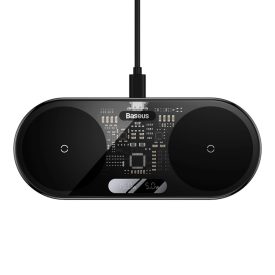 Baseus Digital LED Display 2in1 Vezeték Nélküli Töltő Kijelzővel 20W - Fekete   Baseus Digital LED Display 2in1 Vezeték Nélküli Töltő Kijelzővel 20W - Fekete