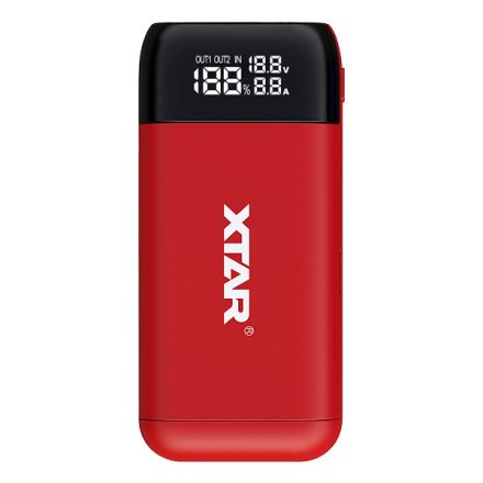 Xtar PB2S - Li-Ion Akkumulátor Töltő és Powerbank - Piros